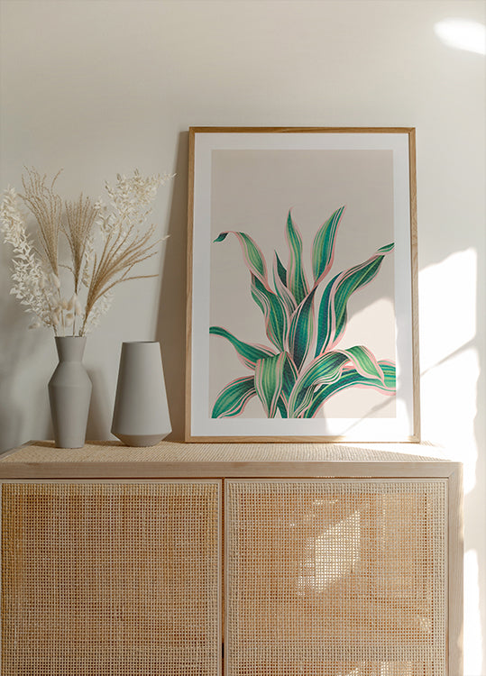 Tropical Green Pink Plant Plakat - Posterbox.dk