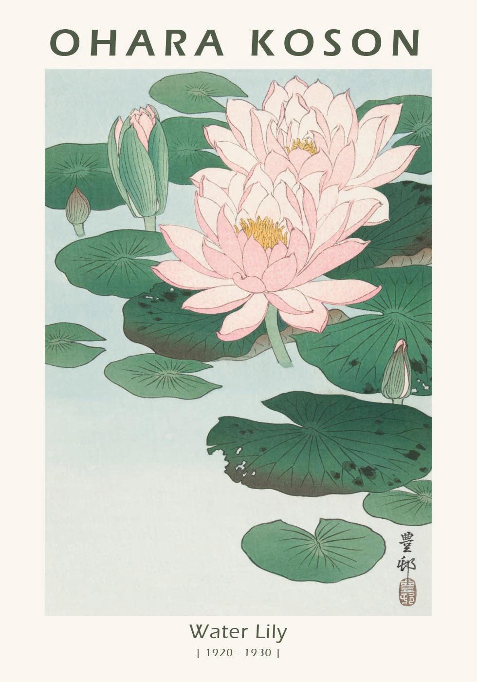 Water Lily, Japanese Woodblock By Ohara Koson Plakat - Posterbox.dk