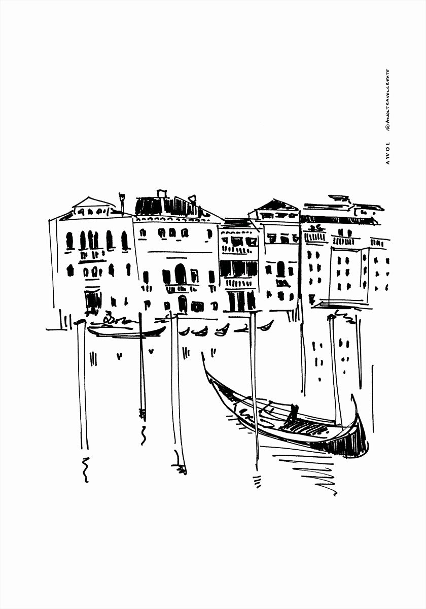 Venice Grand Canal With Gondola, Italy Travel Art Print (NEW) - Posterbox