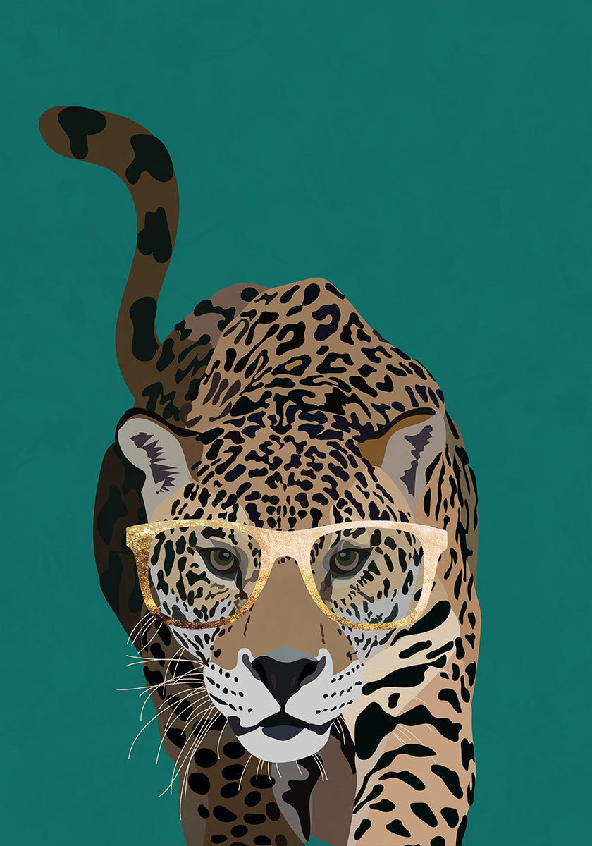 Poster curioso del leopardo verde