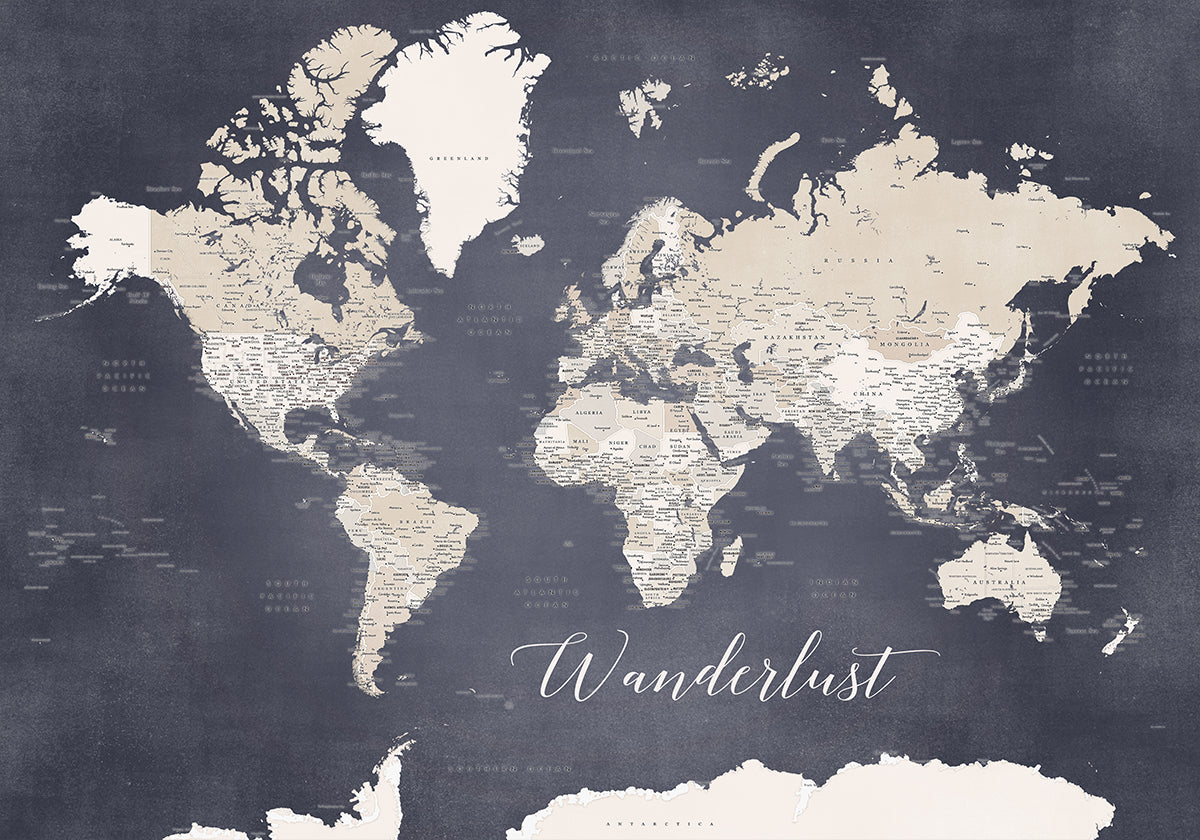 Mappa del mondo Wanderlust Glyn (NUOVO)