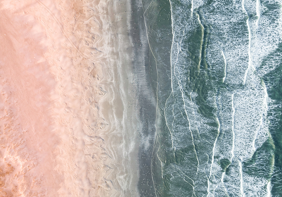 Poster costiero rosa e blu