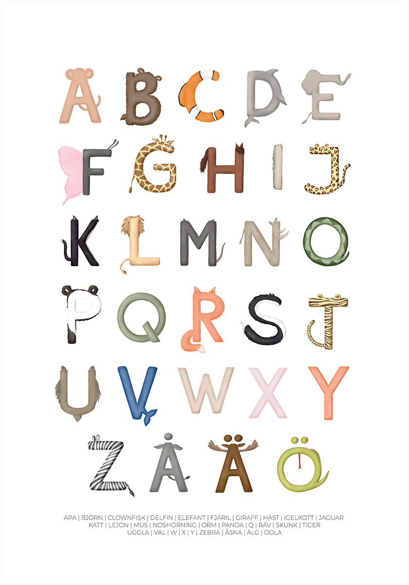 Poster di lettere di animali