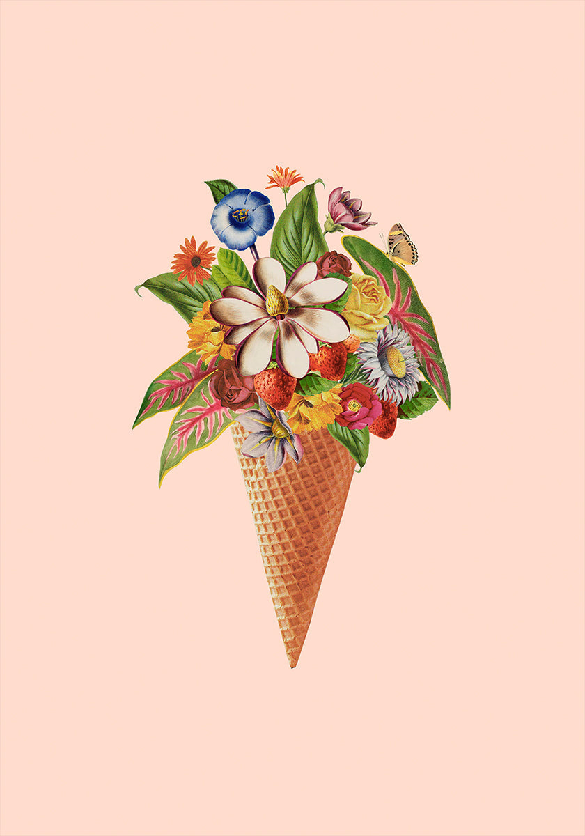 Poster di gelato rosa botanico