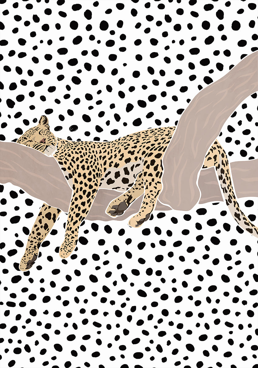 Poster a pois addormentati con leopardo