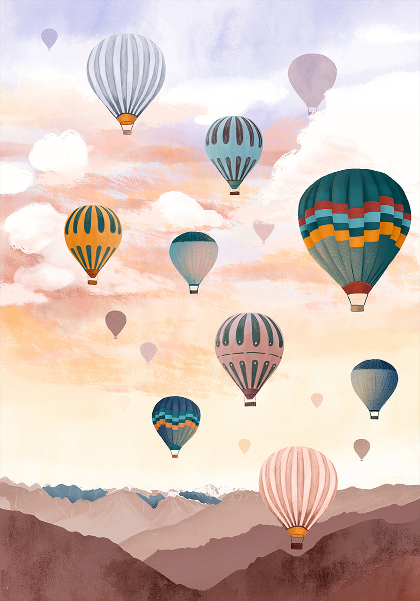 Poster del cielo in mongolfiera