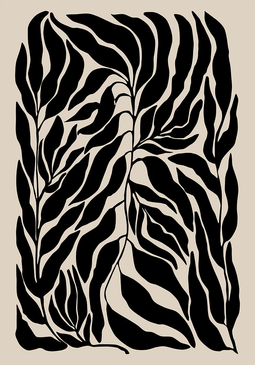 Poster di sagome di foglia nera