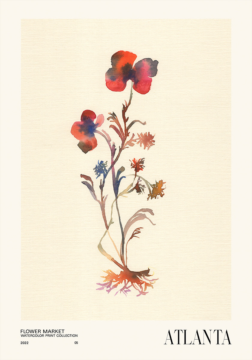 Collezione di stampe ad acquerello. Mercato dei fiori - Atlanta