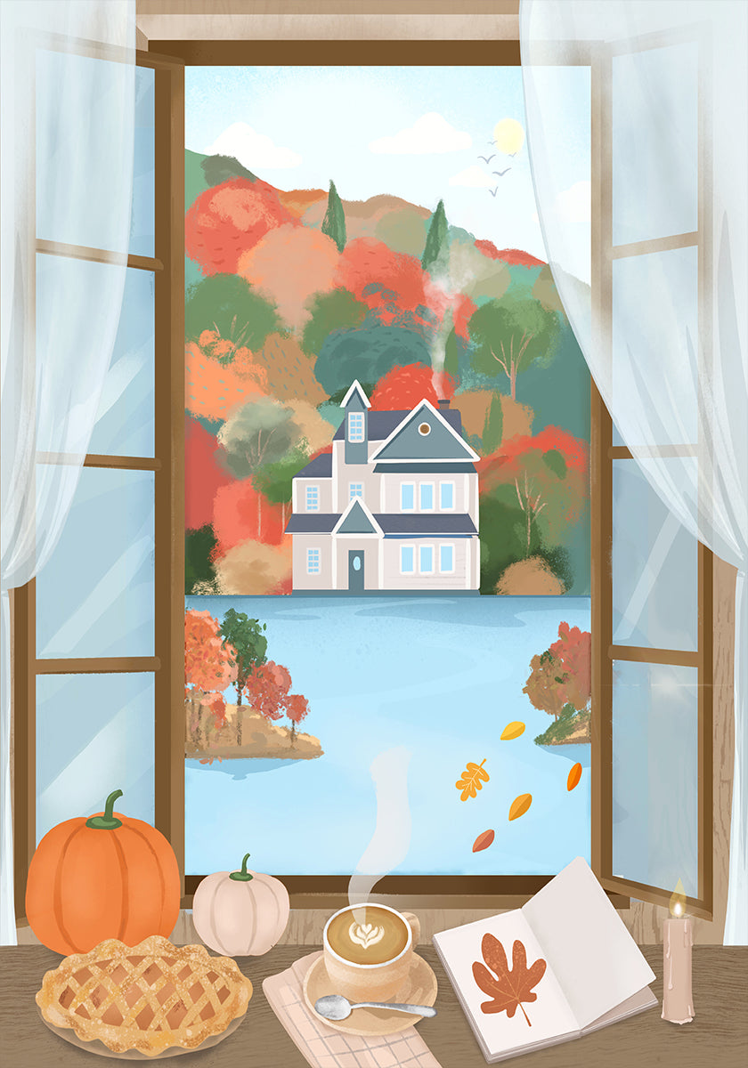 Poster di cottage autunnale