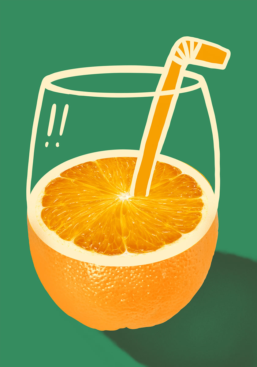 Poster arancione vibrante sapientemente illustrato