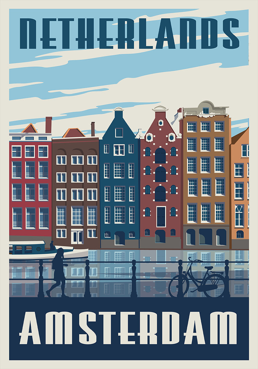 Poster di stampa di viaggio di Amsterdam