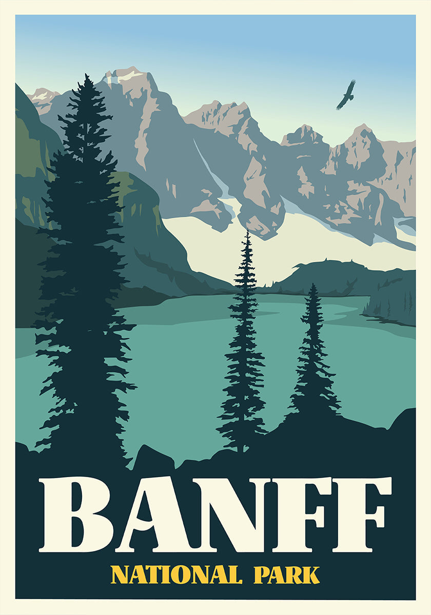 Poster di stampa di viaggio del Parco Nazionale di Banff