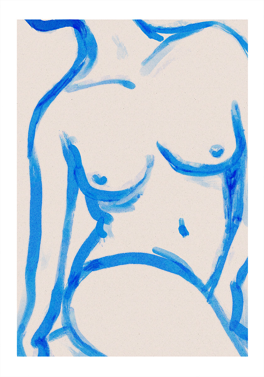 Poster di nudo dal contorno blu