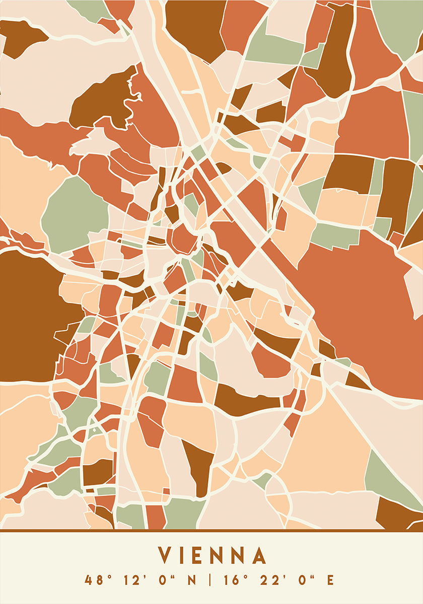 Poster Black Maps Earth Tones 92