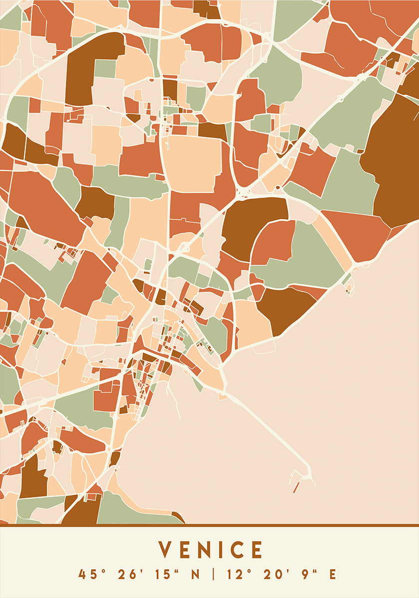 Poster Black Maps Earth Tones 91