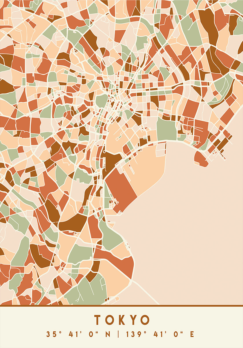 Poster Black Maps Earth Tones 88