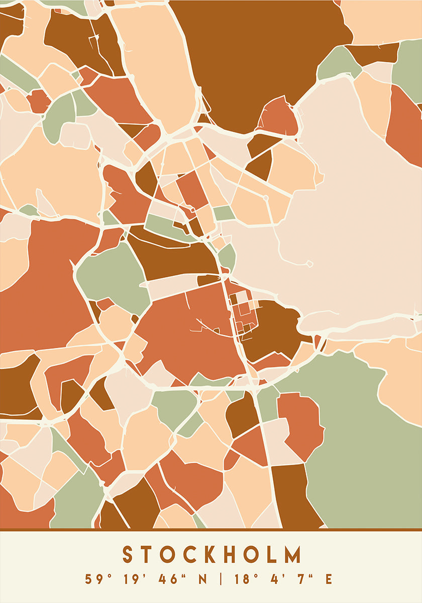 Poster Black Maps Earth Tones 83