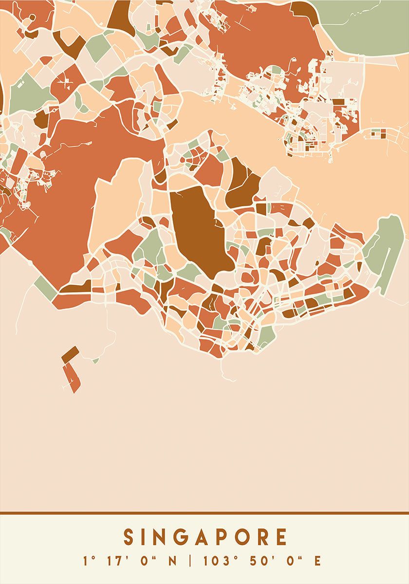 Poster Black Maps Earth Tones 81