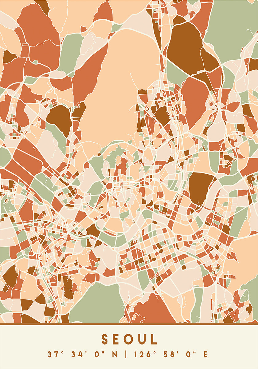 Poster Black Maps Earth Tones 79