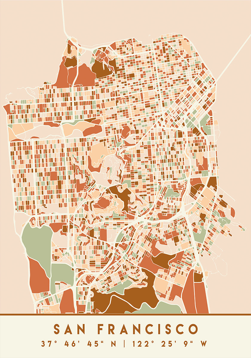 Poster Black Maps Earth Tones 75