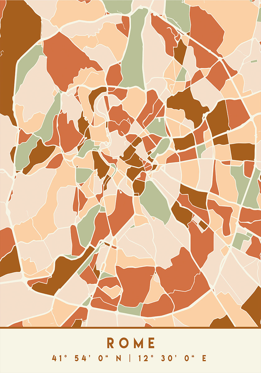 Poster Black Maps Earth Tones 72