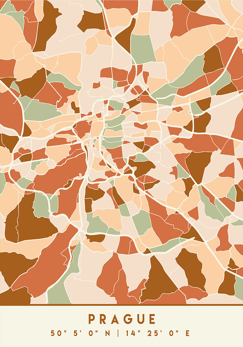 Poster Black Maps Earth Tones 69