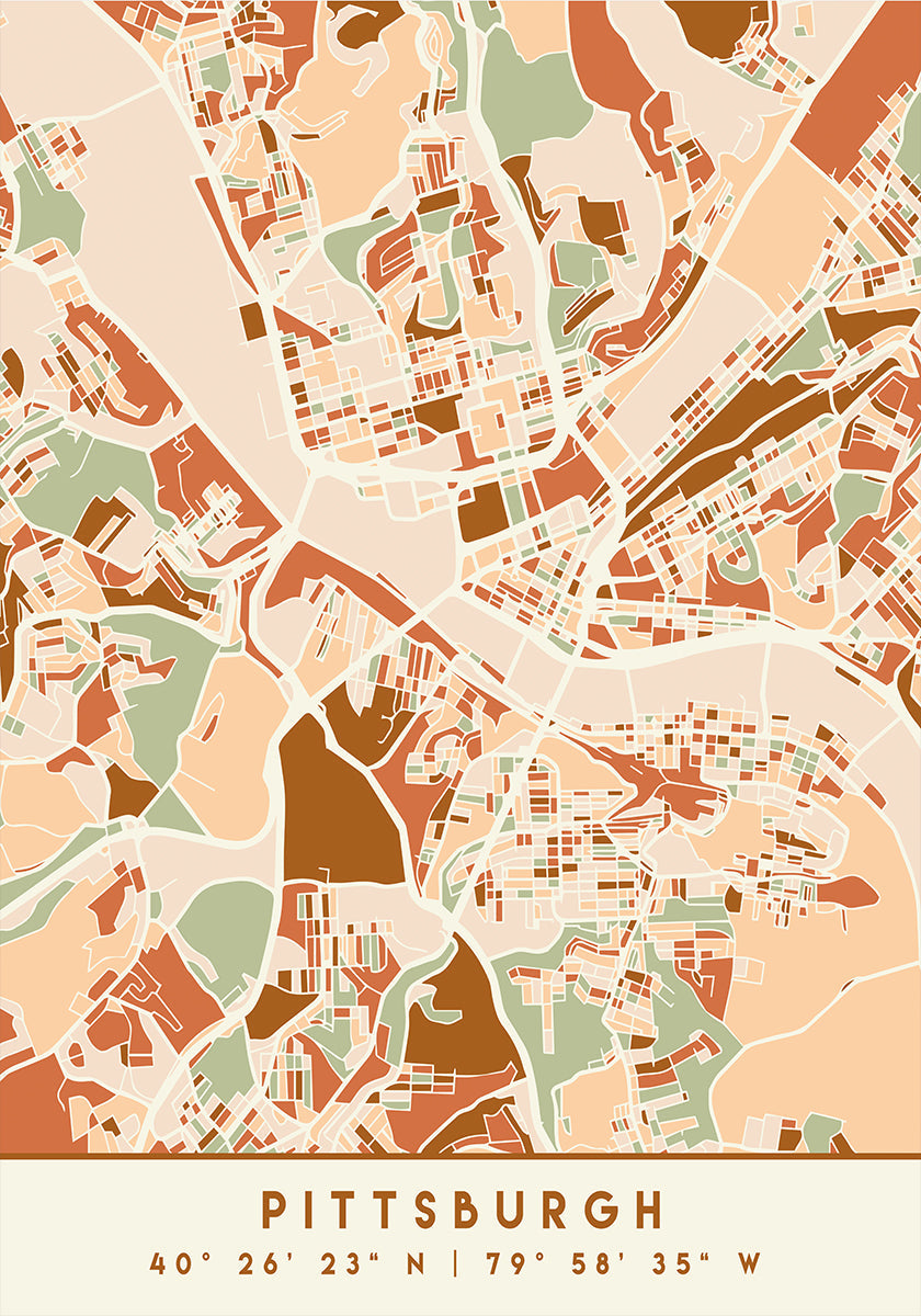 Poster Black Maps Earth Tones 67