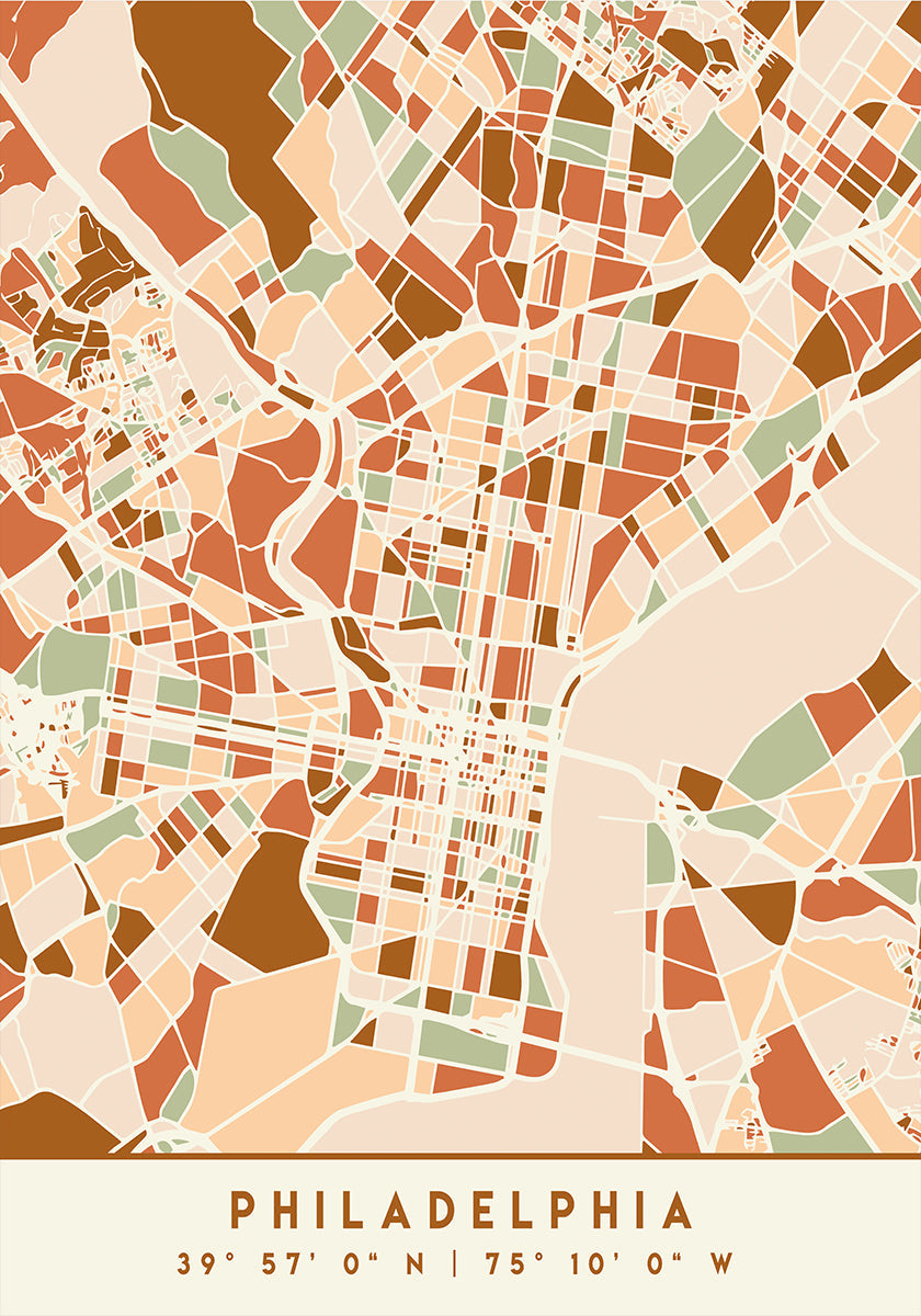 Poster Black Maps Earth Tones 65