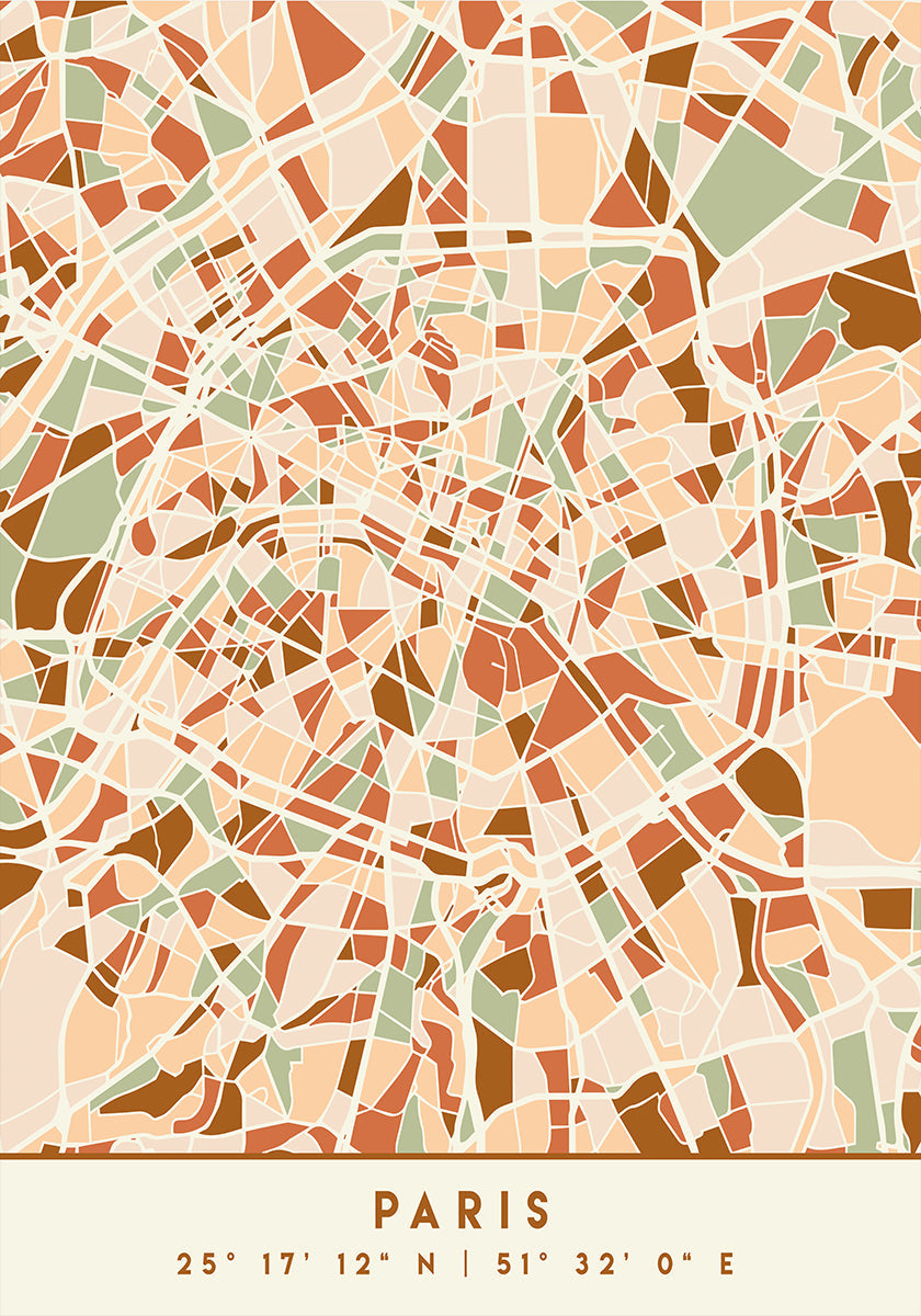 Poster Black Maps Earth Tones 64