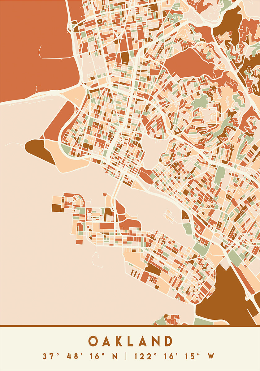 Poster Black Maps Earth Tones 62