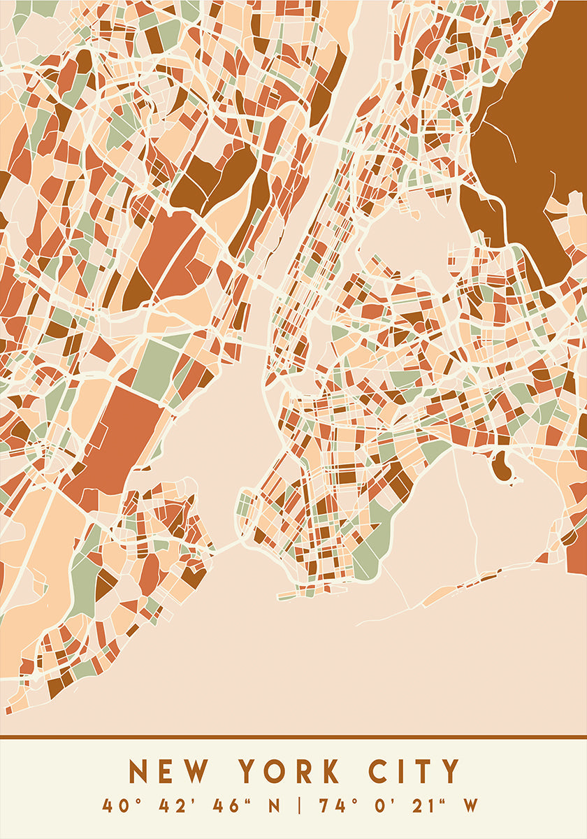 Poster Black Maps Earth Tones 61