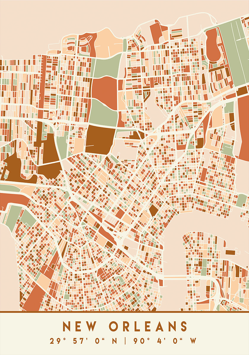 Poster Black Maps Earth Tones 60