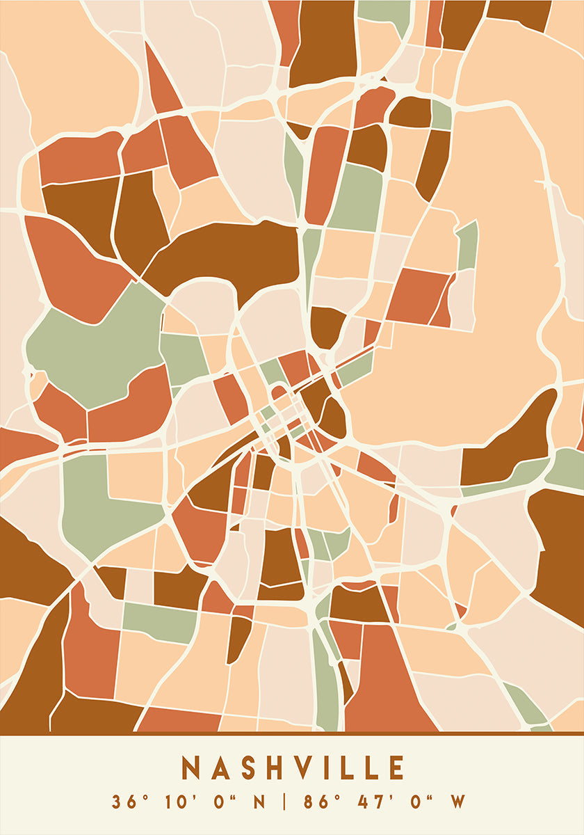 Poster Black Maps Earth Tones 59