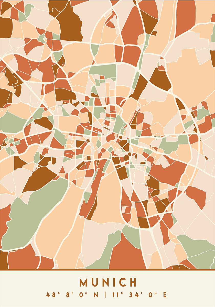 Black Maps Earth Tones 57 Plakat