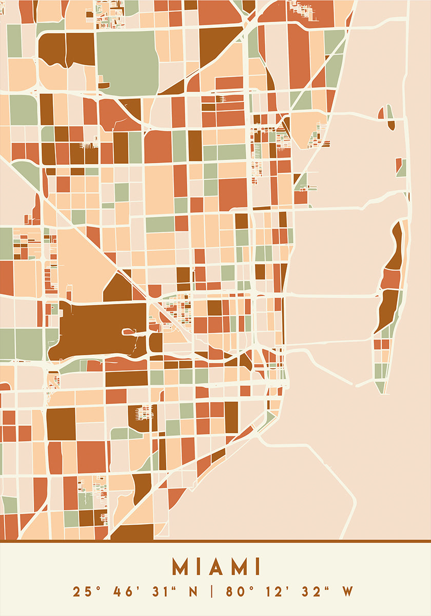 Poster Black Maps Earth Tones 53