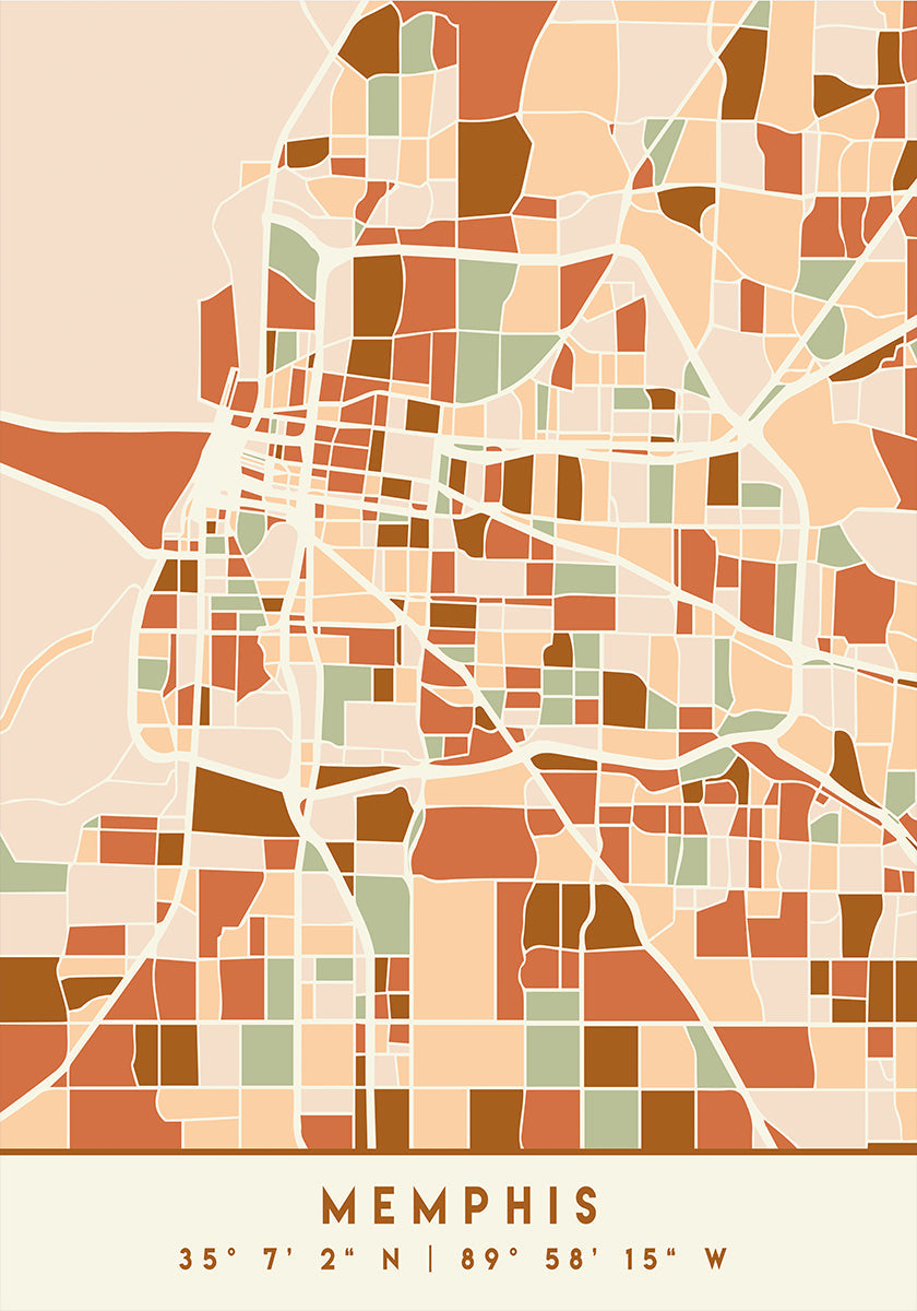 Poster Black Maps Earth Tones 51