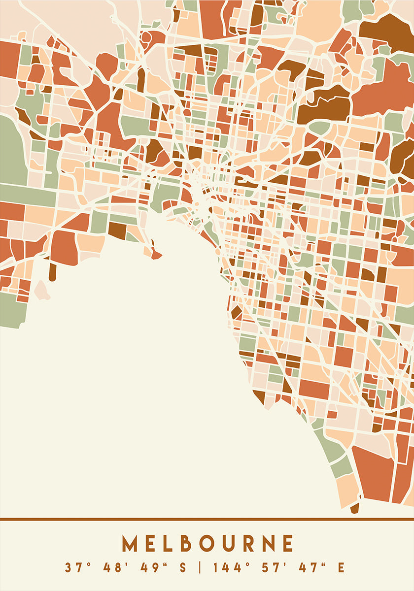 Poster Black Maps Earth Tones 50