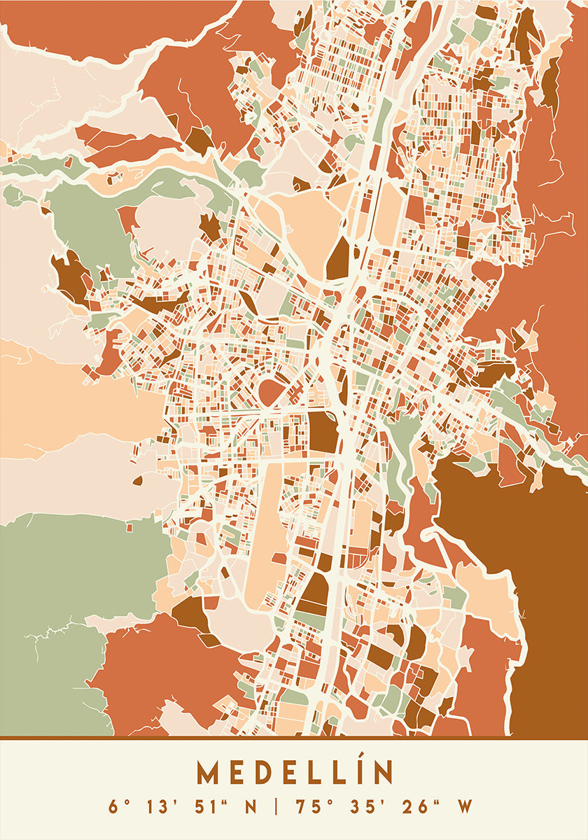 Poster Black Maps Earth Tones 49