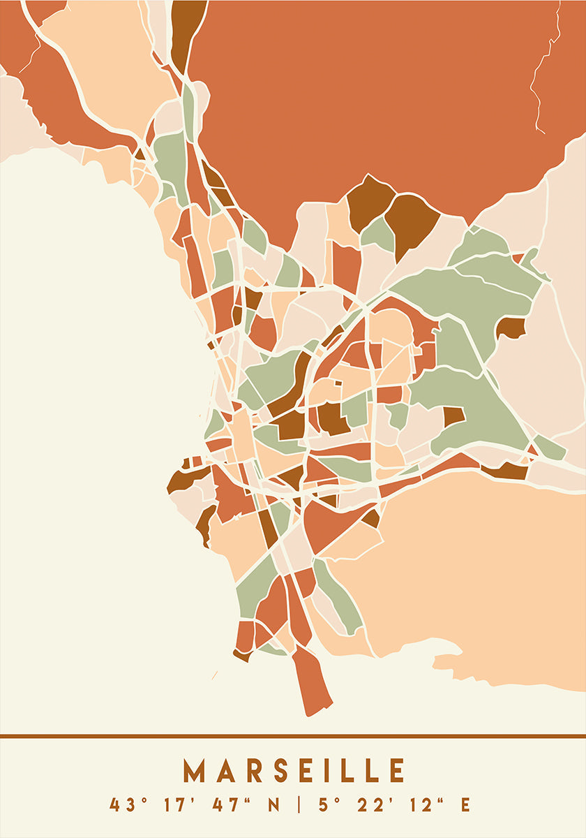 Poster Black Maps Earth Tones 48