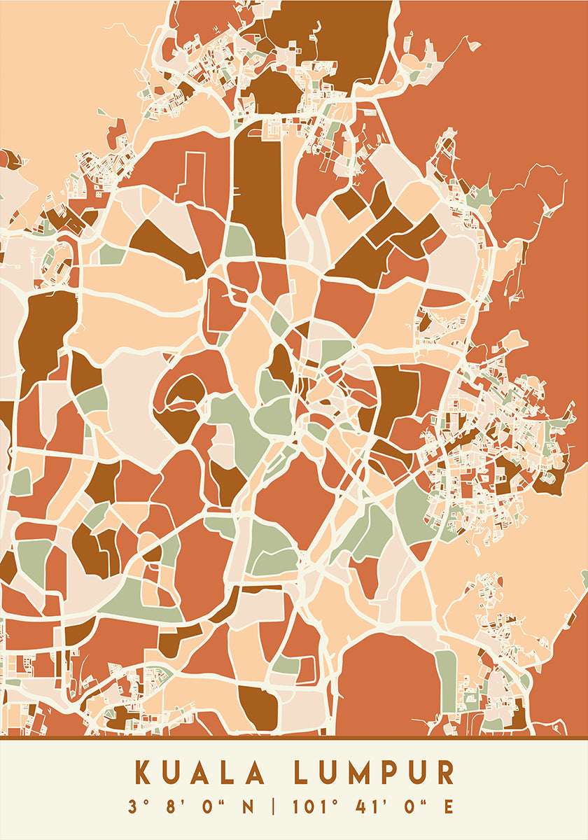 Poster Black Maps Earth Tones 37