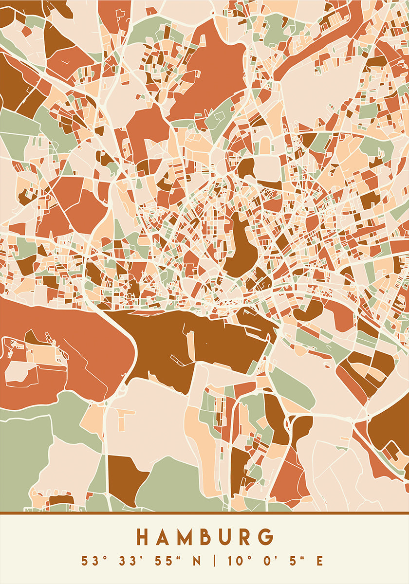 Poster Black Maps Earth Tones 31