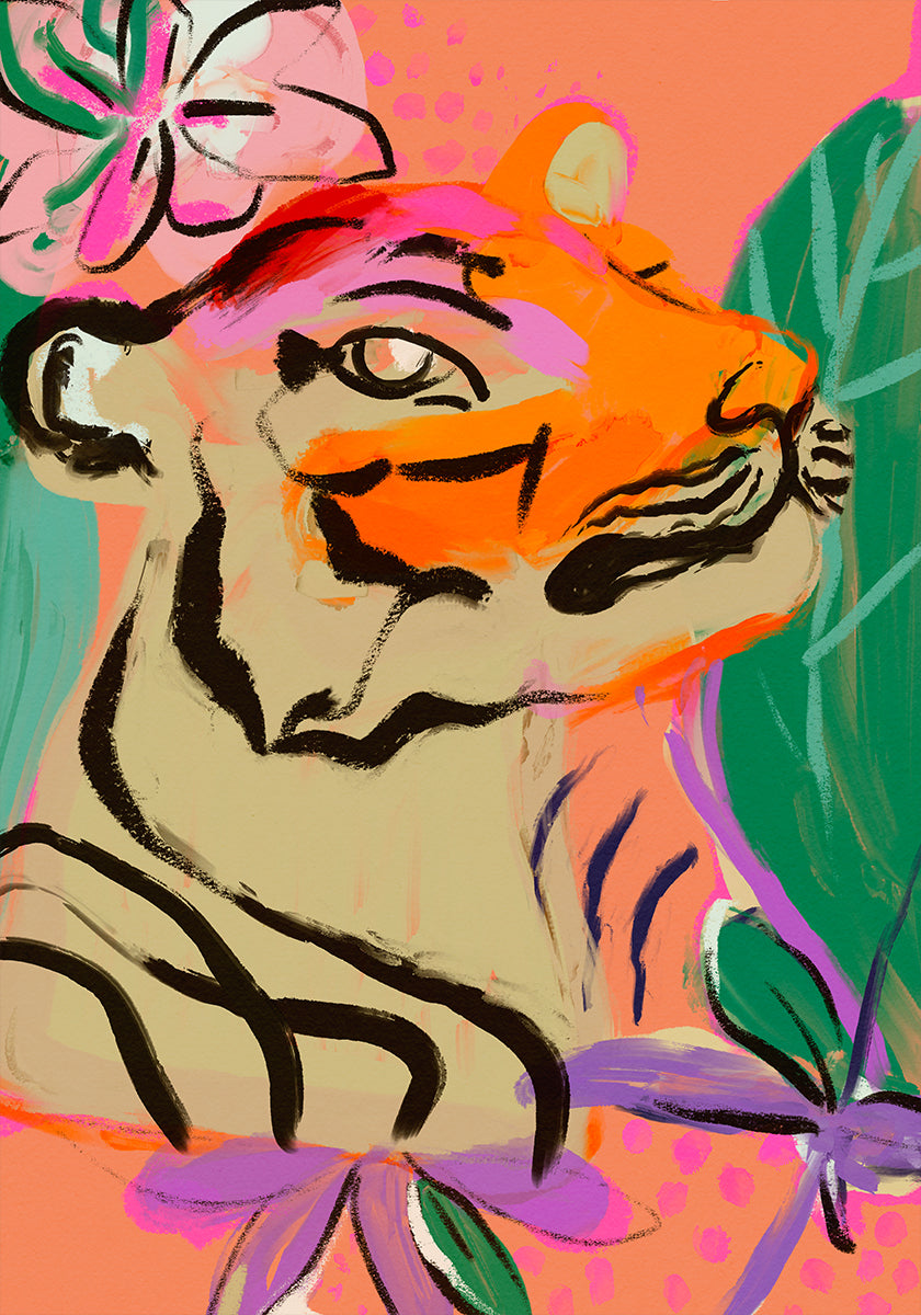 Poster vibrante della fioritura della tigre