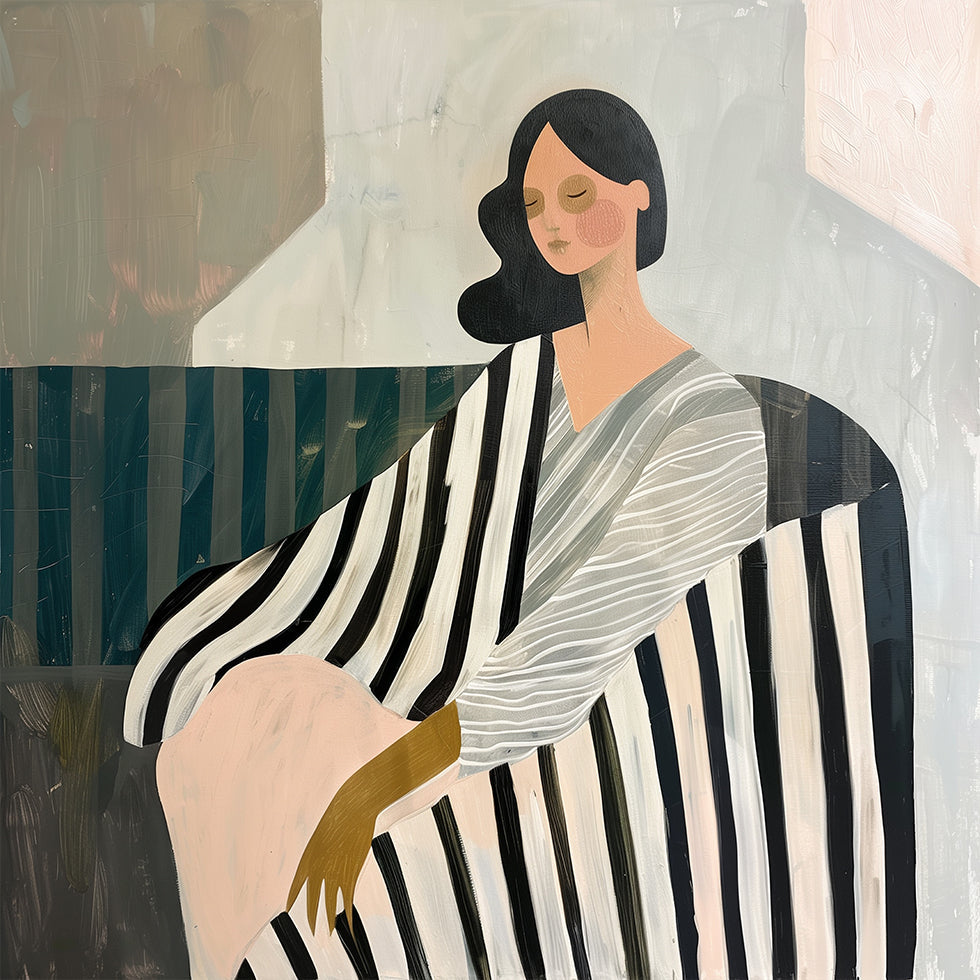 Donna nel poster reclinabile