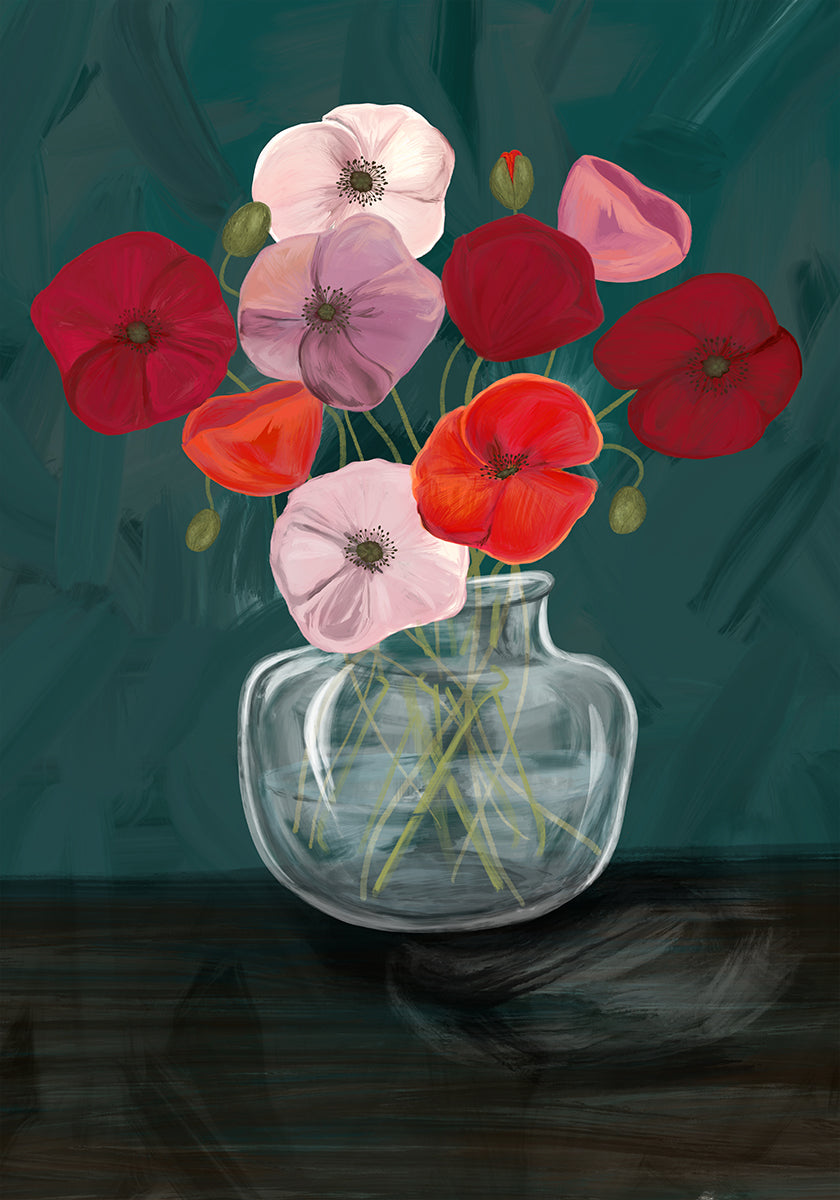 Vaso con papaveri