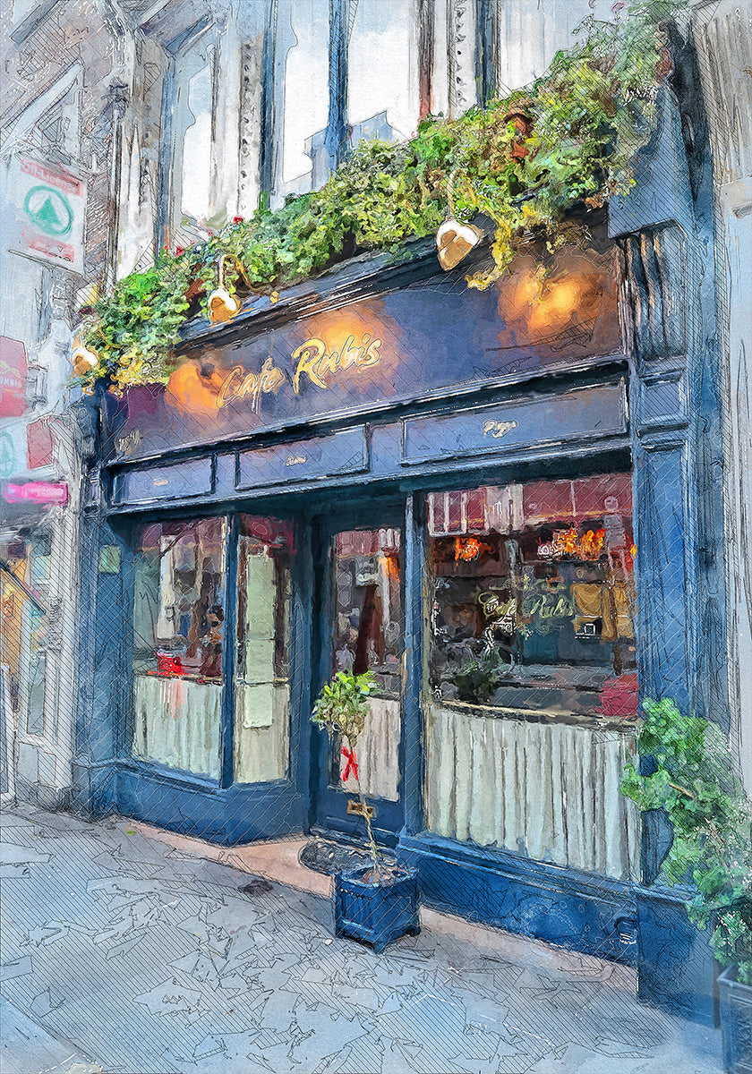 Arte dell'acquerello della città di Dublino Irlanda (10)