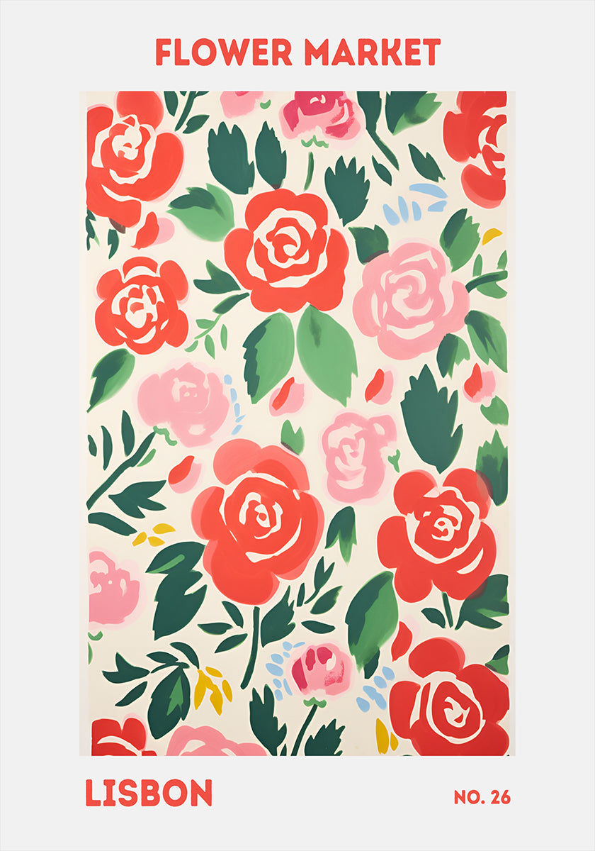 Poster del mercato dei fiori di Lisbona