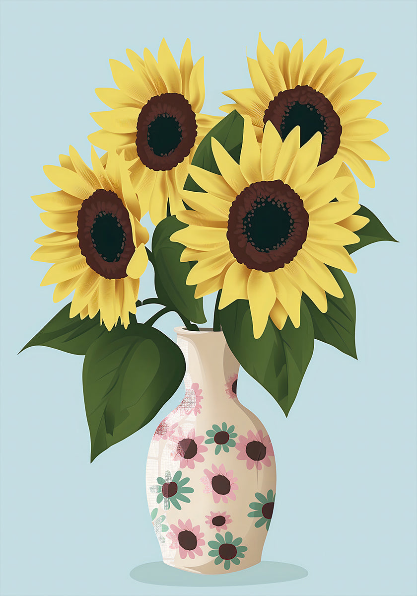 Poster di vaso di girasoli