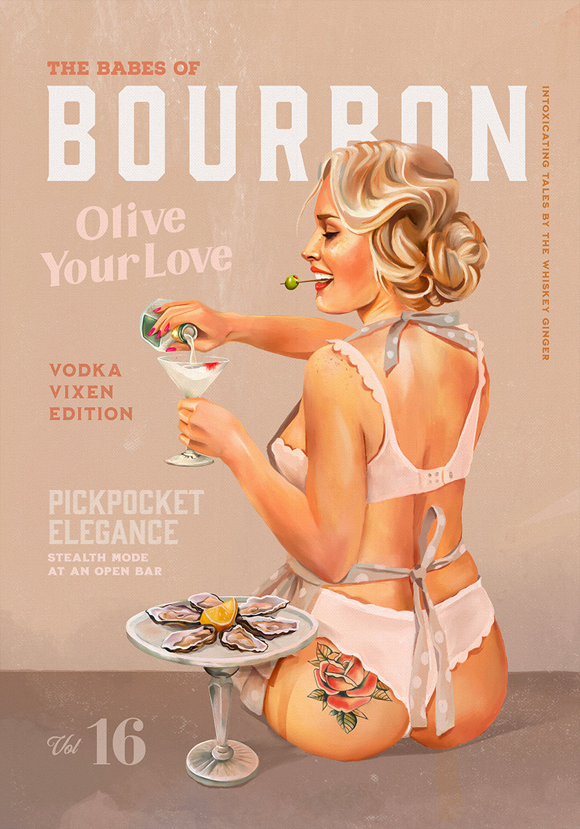 Bourbon Babe Vol 16 Poster vintage della ragazza pin up della vodka Martini