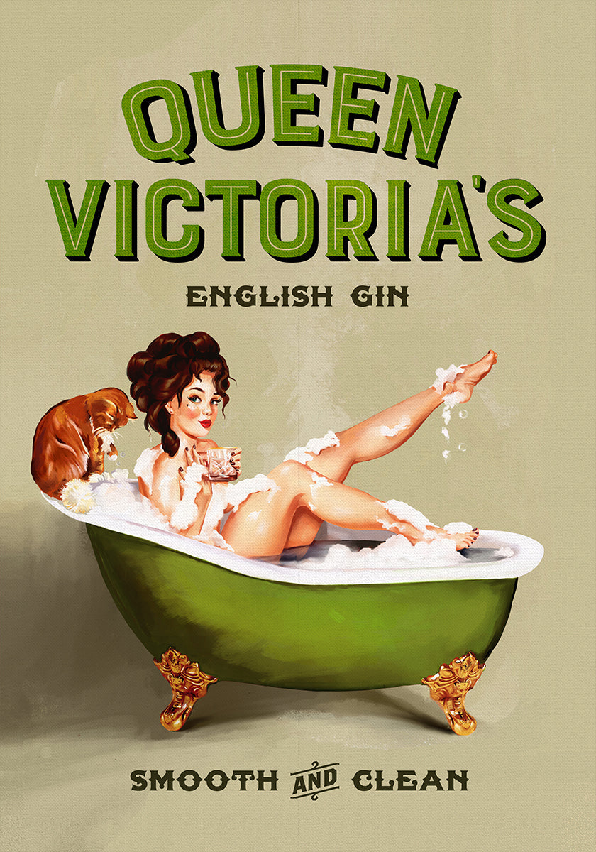 Ragazza pinup del bagno di gin inglese della regina Vittoria
