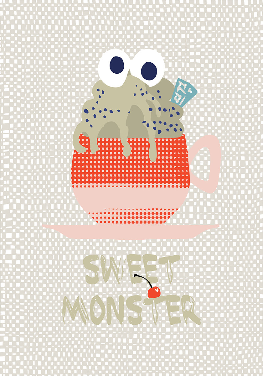 Dolce mostro cupcake rosso Poster